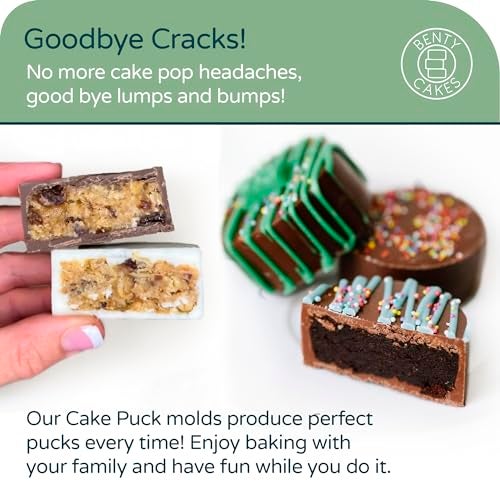 Benty Cakes – The Original CakePuck Mold Set – Better than a Cake Pop! Make Chocolate Covered Desserts – BPA Free Silicone – Includes 1 Mold Set, 1 Plastic Tray and 1 Scraper – Green - Image 3