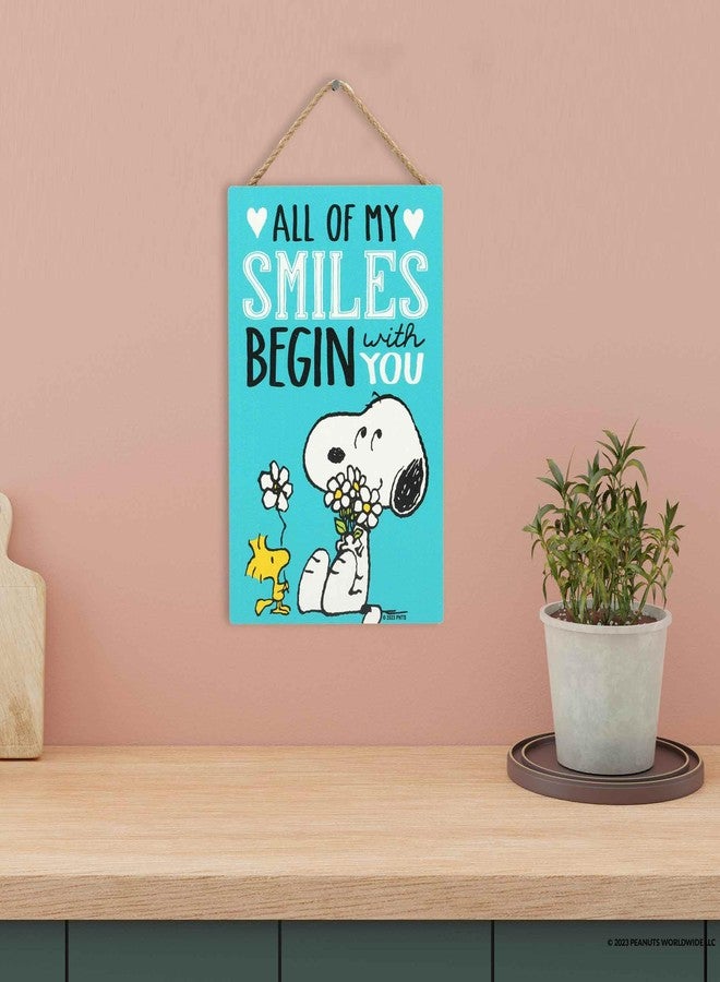 Open Road Brands Peanuts Snoopy All My Smiles Begin With You Hanging Wood Wall Decor - Cute Snoopy Sign - Great Gift Idea - Image 5