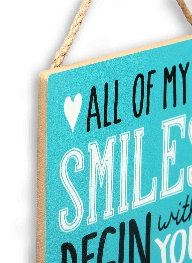 Open Road Brands Peanuts Snoopy All My Smiles Begin With You Hanging Wood Wall Decor - Cute Snoopy Sign - Great Gift Idea - Image 4