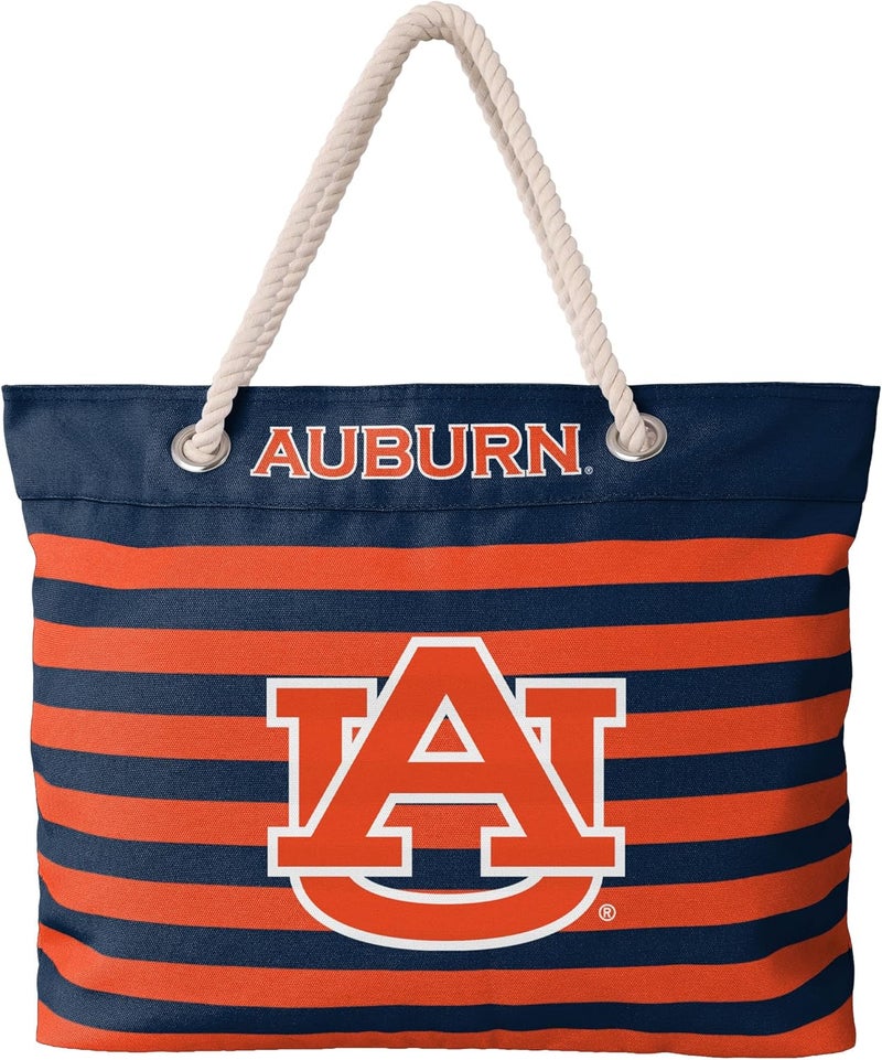 FOCO NCAA College Team Logo Nautical Stripe Tote Beach Bag - Image 1