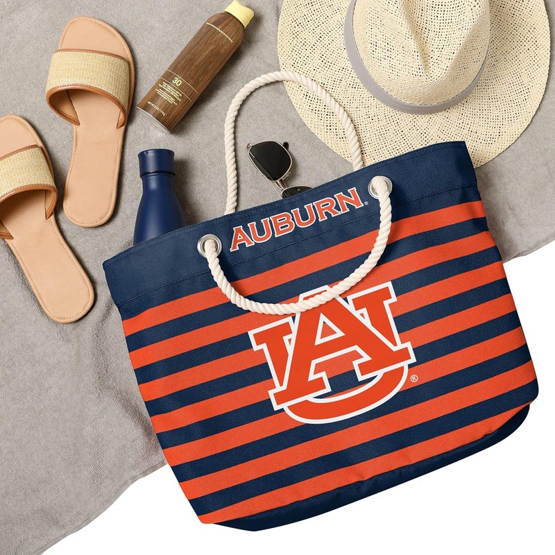 FOCO NCAA College Team Logo Nautical Stripe Tote Beach Bag - Image 4