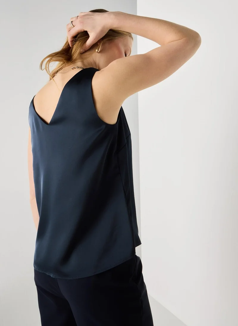 Matalan Navy Et Vous Navy Satin Vest Top for Women | Best Price UAE