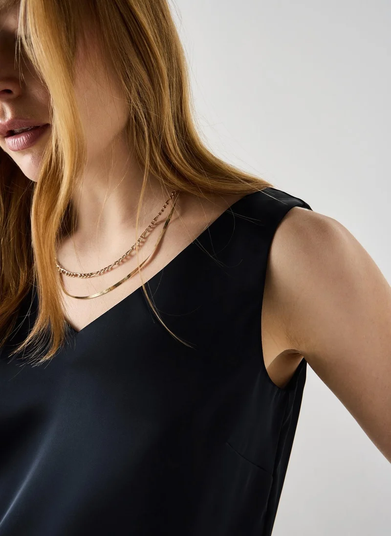ماتلان Et Vous Navy Satin Vest Top