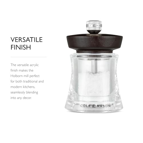 Cole & Mason Holborn Acrylic Salt Mill - Compact Hand Grinder - Acrylic Kitchen Tool with Adjustable Grind Setting - Easy-to-Clean Grinder with Premium Design - Chocolate Salt Mill, 3.75" - Image 4