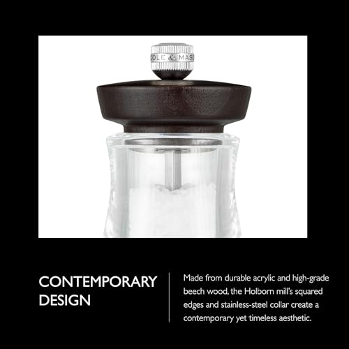 Cole & Mason Holborn Acrylic Salt Mill - Compact Hand Grinder - Acrylic Kitchen Tool with Adjustable Grind Setting - Easy-to-Clean Grinder with Premium Design - Chocolate Salt Mill, 3.75" - Image 3