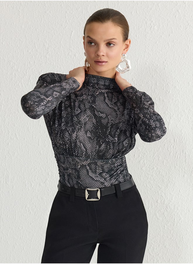 trendyol - Multicolored Knitted Draped Snap Bodysuit TPRAW23BD00048 - Image 1