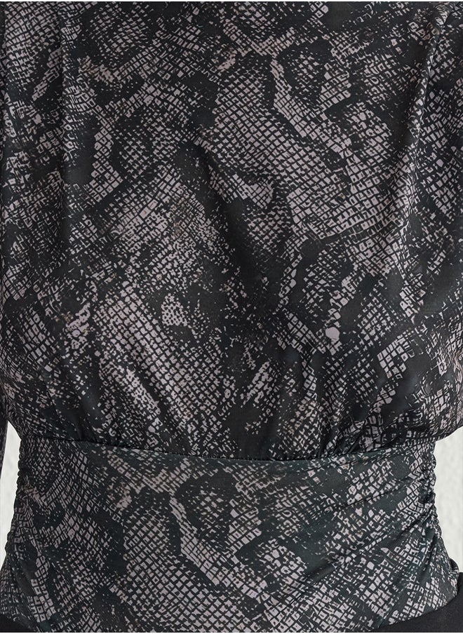 trendyol - Multicolored Knitted Draped Snap Bodysuit TPRAW23BD00048 - Image 1