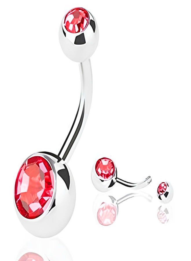 GLOBELLE Red Stainless Steel Round Belly Button Navel Ring for Women and Girls (KPJ 102) 1pcs - Image 1