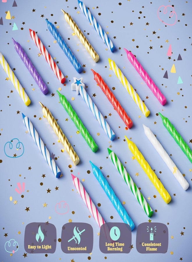 Party Solids شموع عيد ميلاد ذهبية صلبة لتزيين الكيك، 24 قطعة - 2.5 بوصة، شموع عيد ميلاد ملونة، أعواد أسنان لتزيين كيك عيد الميلاد وشموع الحفلات - Image 4