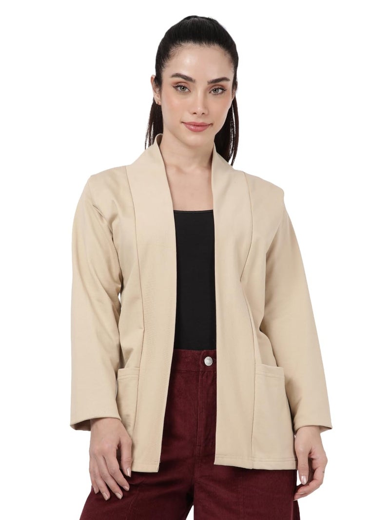 KRYPTIC Women’s Regular Length Cotton Shrug with Side Pockets - Soft Lightweight Layer for Stylish Everyday Wear - Image 1