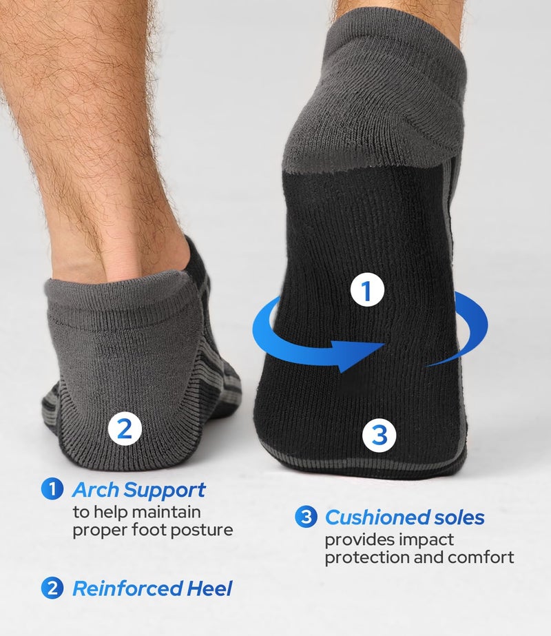 BAMBOO COOL Mens Ankle Socks Bamboo Viscose Athletic Moisture-Wicking Low Cut Running Cushioned Socks - Image 2