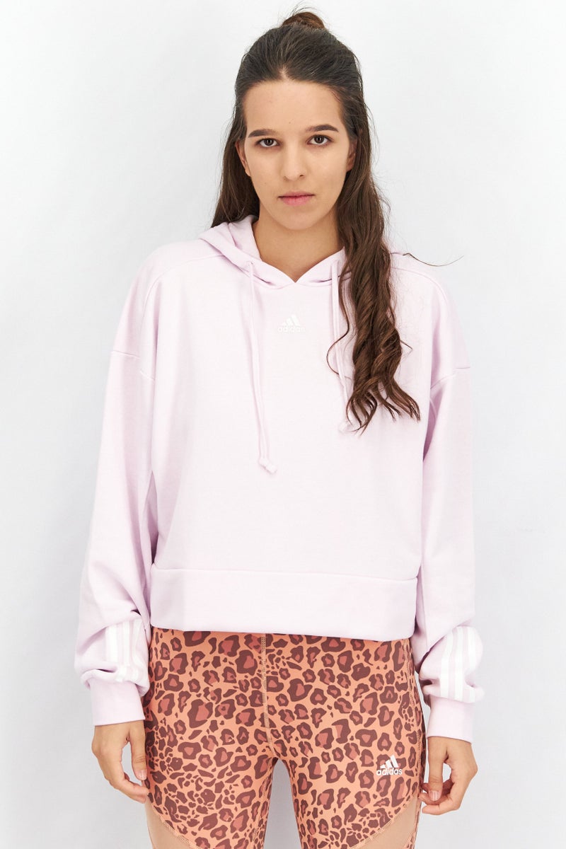 Adidas Women Sportswear Fit Long Sleeve French Terry Hoodie, Pink - Image 1