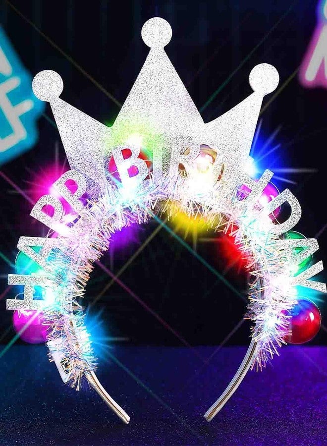 Zoestar Light Up Happy Birthday Crown Headband Glow Ball Hair Bands Led Birthday Party Hair Accessories Women - Image 2