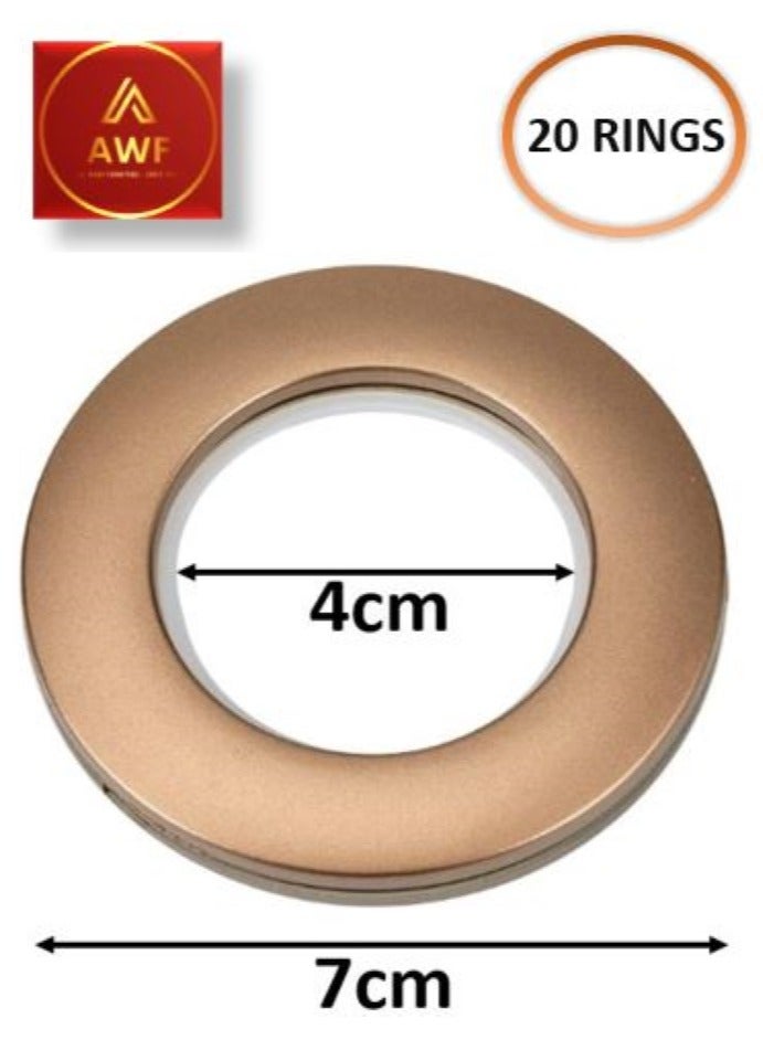AL WADI FURNITURE AWF Al Wadi Furniture Pack of 20 Rose Gold Curtain Grommets Round Plastic Curtain Eyelet Rings with nano-scale silencer ring, DIY Rings for Window Curtain, Shower Curtain, Locker Room Door Curtain  - Image 2