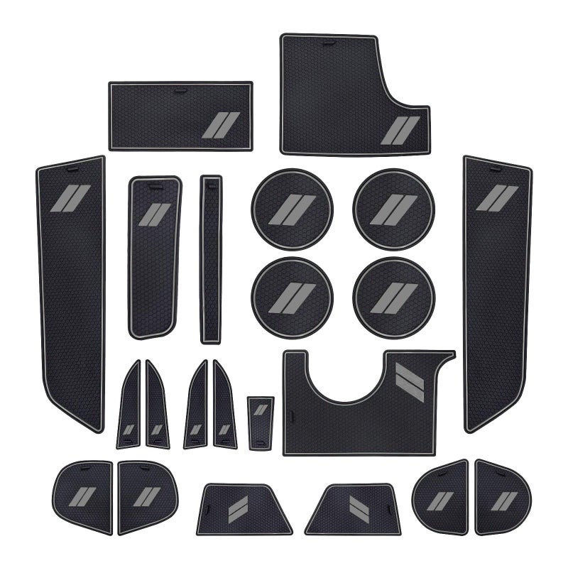 POSAID Cup Holder Insert Anti Dust Mats for Dodge Charger 20152023 Custom Fit Door Pocket Mats Center Console Liners for Dodge Charger Accessories 22PCS Gray Trim