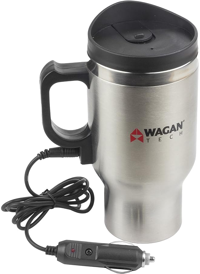 Zaboon 12V Stainless Steel Heated Travel Mug With Antispill Lid 16 Oz Capacity Silver - Image 1