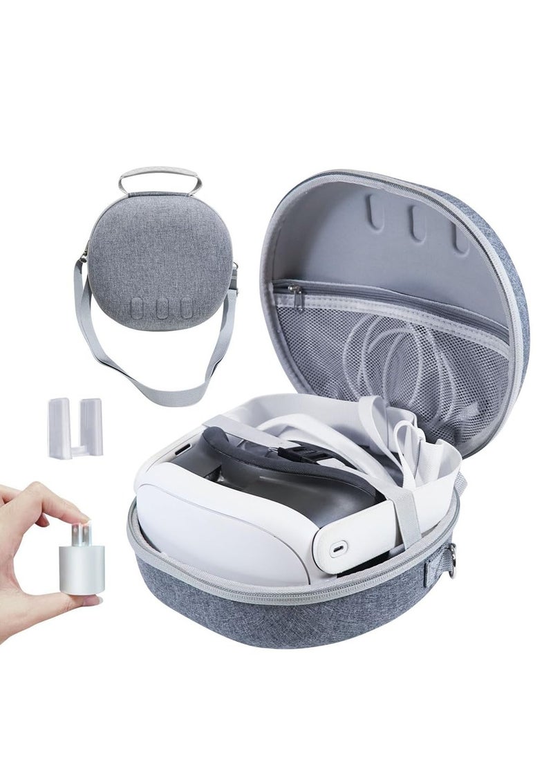 HardShell Storage Bag Portable Hard Carry Bag Shockproof Anti-Scratch With Shoulder Strap for Meta Quest3 VR Glasses Accessories (Grey)