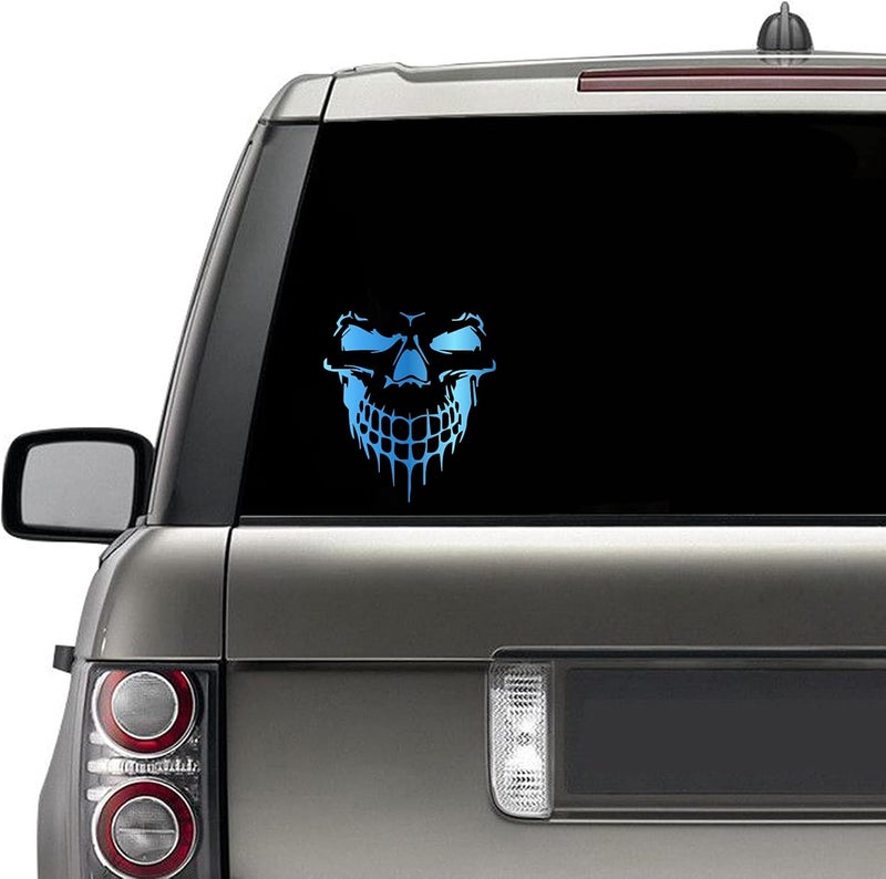 HungMieh Skull Stickers and Decals for Car Windows and Doors, 3D Skull Decals and Signs for Car Styling, Chrome Blue, 6.97 - Image 2