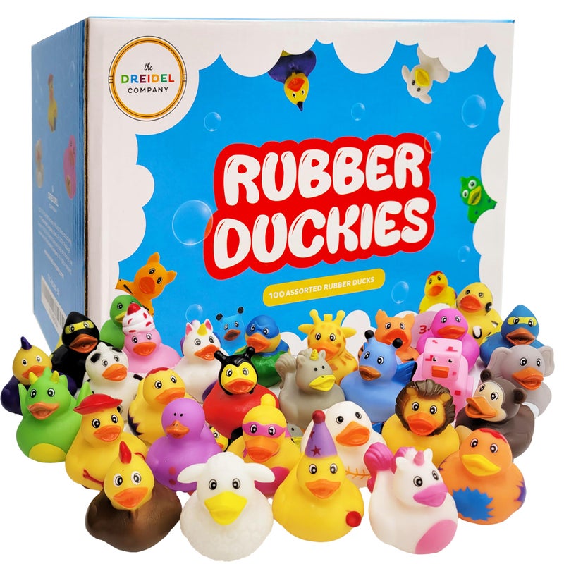The Dreidel Company Assortment Rubber Duck Toy Duckies for Kids, Bath Birthday Gifts Baby Showers Classroom Incentives, Summer Beach and Pool Activity, 2" (100-Pack) - Image 1