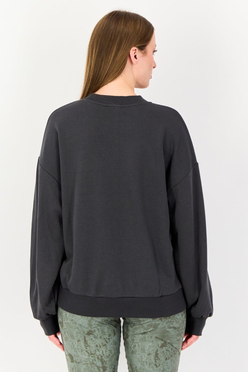 New Balance Women Oversized Fit Long Sleeve Training Sweatshirt, Dark Grey - Image 3