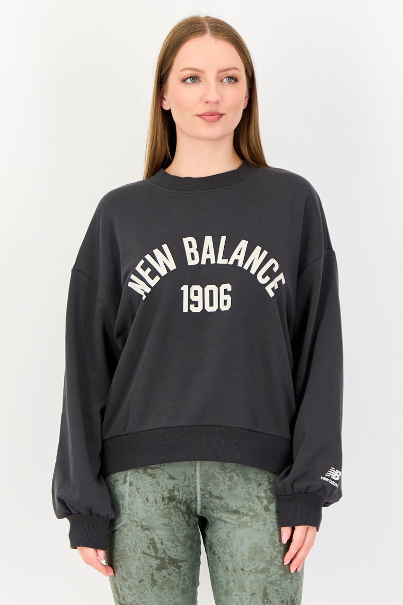 New Balance Women Oversized Fit Long Sleeve Training Sweatshirt, Dark Grey - Image 1