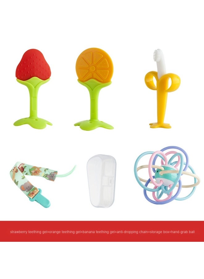 Baby Fruit Teether - Mushroom, Banana, Giraffe, and Matchstick Monkey Characters 