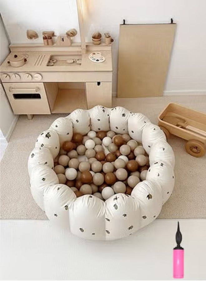 شو وو حوض كرات قابل للنفخ للأطفال، حوض لعب محمول متعدد الوظائف، لا يحتاج إلى تجميع، سياج مركز أنشطة داخلي/خارجي، للأطفال الصغار من سن 0 إلى 3 سنوات، بنات وأولاد، مع مضخة هواء بألوان عشوائية - Image 1