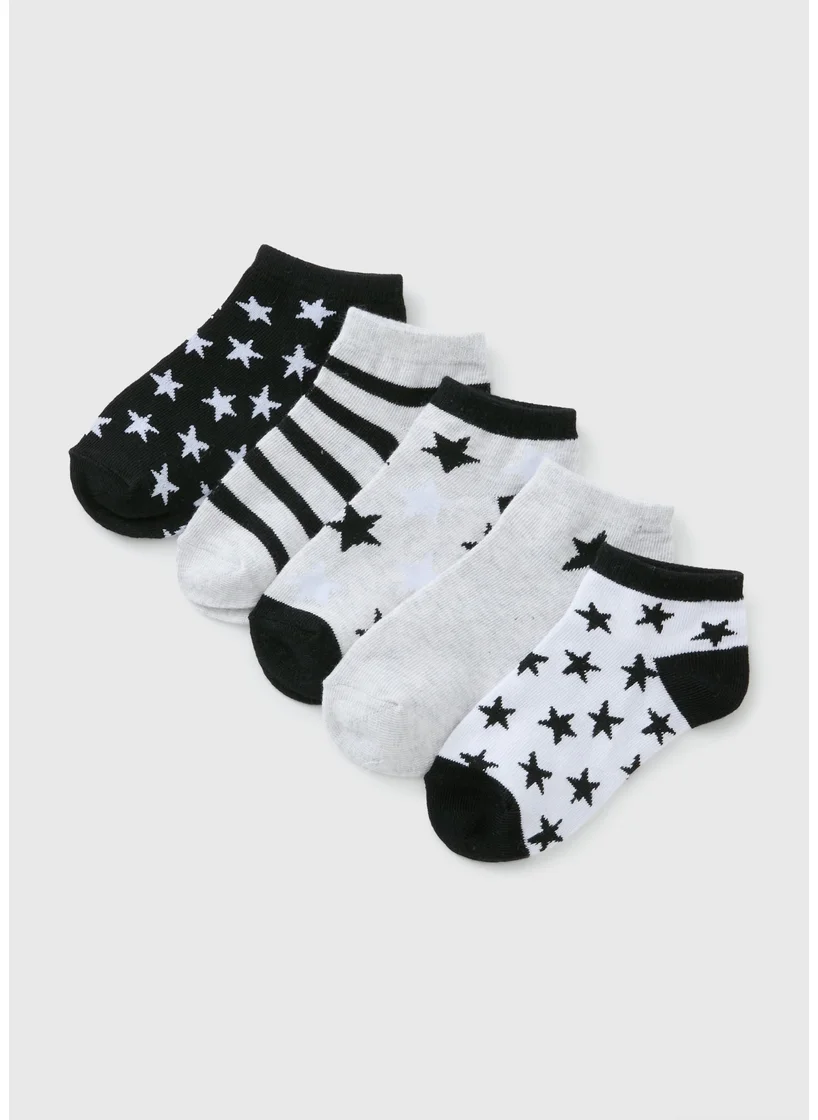 Matalan 5 Pack Boys Star Trainer Socks