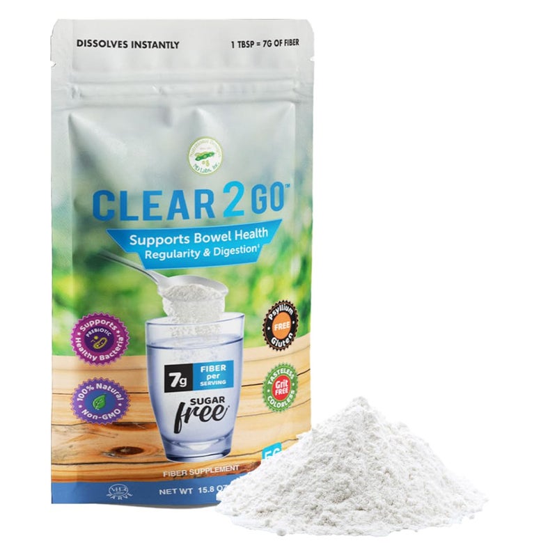 Nutritional Designs Prebiotic Fiber Supplement Powder  Inulin Soluble Fiber  All Natural Sugar  Gluten Free Dietary Fiber  Daily Fiber for Bowel Health Clear 2 Go  158 Oz - Image 1