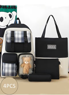 Vogue 4 Pcs School Bag Set with Shoulder Bag, Carrying Handbag, Rucksack and Pen Pouch 4 in 1 Waterproof Lightweight School Bag Set Large Capacity Teenage School Bag Suitable for Multiple Scenarios  - Image 1