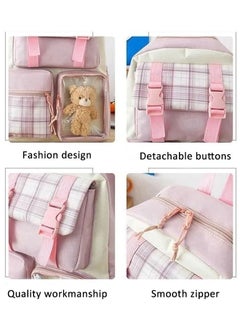 Vogue 4 Pcs School Bag Set with Shoulder Bag, Carrying Handbag, Rucksack and Pen Pouch 4 in 1 Waterproof Lightweight School Bag Set Large Capacity Teenage School Bag Suitable for Multiple Scenarios  - Image 3