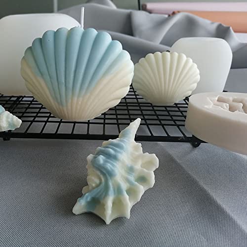 ESEENS 4 Pack Silicone Conch Resin Sea Shell Mold For Candles and Soap - Candle Making Mold - Image 2