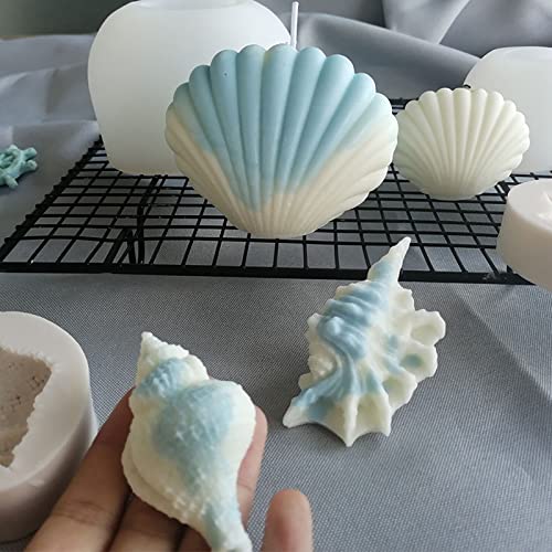 ESEENS 4 Pack Silicone Conch Resin Sea Shell Mold For Candles and Soap - Candle Making Mold - Image 1