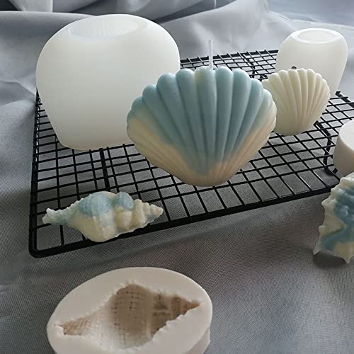 ESEENS 4 Pack Silicone Conch Resin Sea Shell Mold For Candles and Soap - Candle Making Mold - Image 3