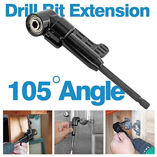 Jamiikury Black 105 Degree Right Angle Drill Bit Holder, 1/4" Hex Shank Driver and Flexible Angle Extension Bit Kit for Screwdriver & Drill - Image 2