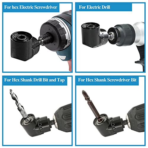 Jamiikury Black 105 Degree Right Angle Drill Bit Holder, 1/4" Hex Shank Driver and Flexible Angle Extension Bit Kit for Screwdriver & Drill - Image 5
