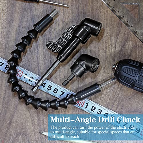 Jamiikury Black 105 Degree Right Angle Drill Bit Holder, 1/4" Hex Shank Driver and Flexible Angle Extension Bit Kit for Screwdriver & Drill - Image 4