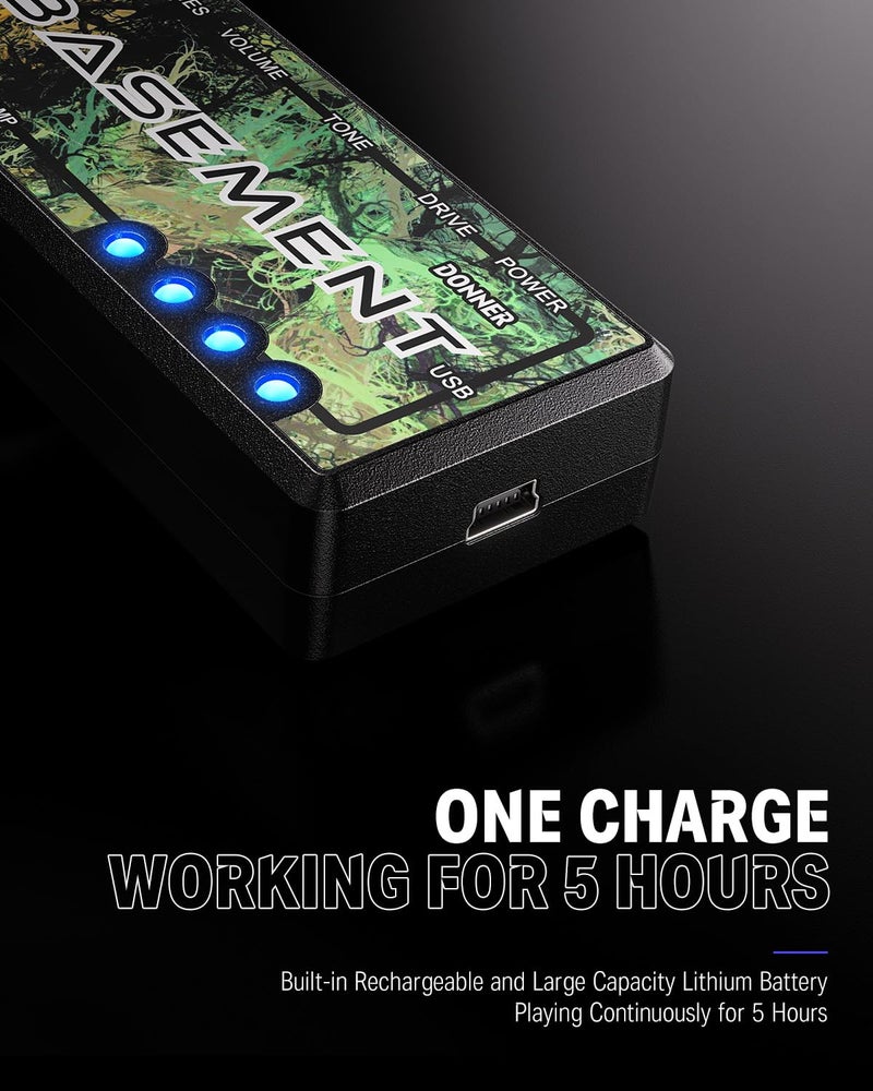 Donner Bass Guitar Headphone Amp Basement USB Rechargeable Mini Portable Bass Headphone Amplifier for Bass Guitar - Image 3