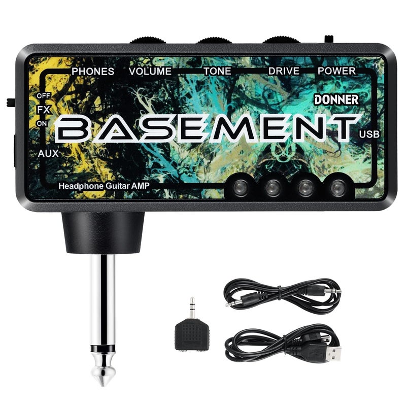 Donner Bass Guitar Headphone Amp Basement USB Rechargeable Mini Portable Bass Headphone Amplifier for Bass Guitar - Image 1