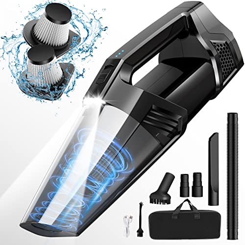 Blestan Handheld Vacuum Cordless Portable Car Vacuum with LED Light High Power Suction 3 in 1 Lightweight Rechargeable Hand Vacuum Hand Held Vacuum Cleaner for Car Home Office Pet Hair Black - Image 1