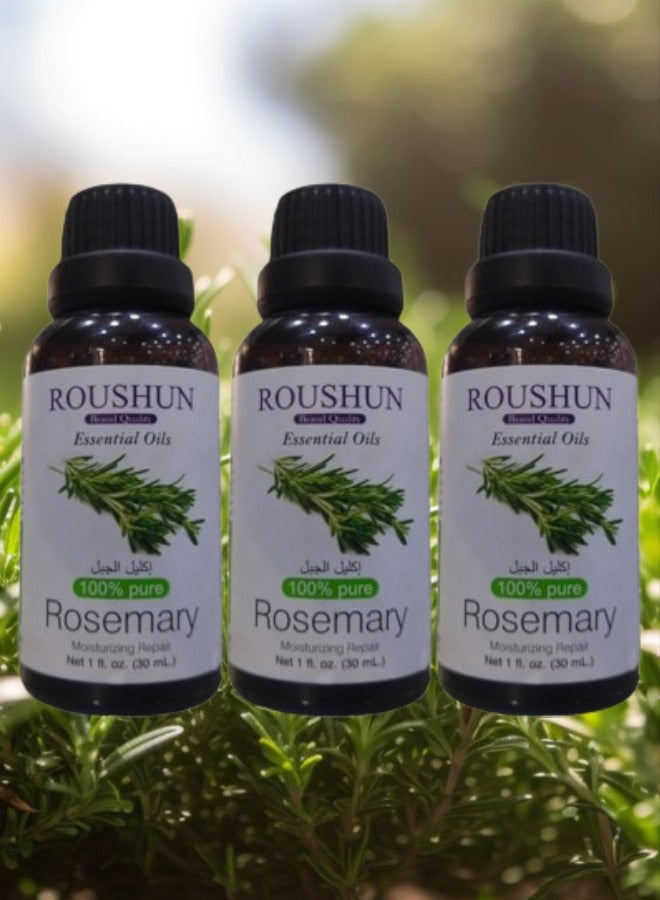 ROUSHUN 3 Pieces Pure Rosemary Essential Oil Clear 30ml