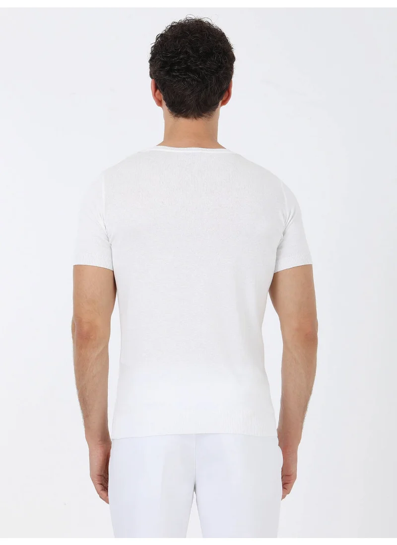 Kip Ecru Crew Neck Jacquard Knitwear