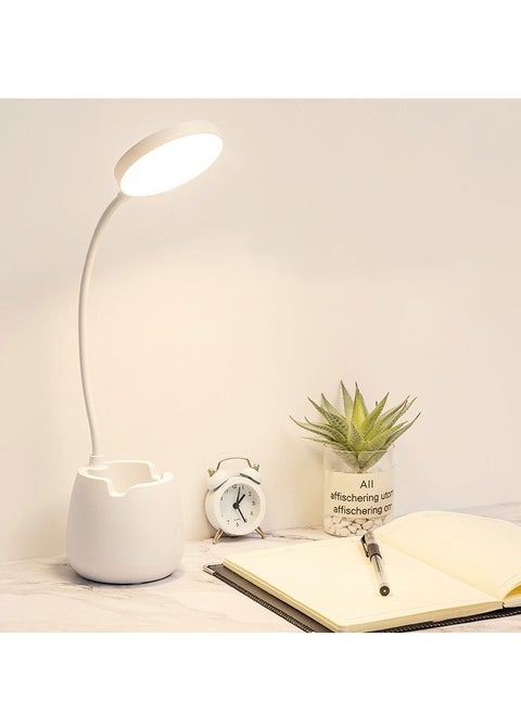 Small Desk Lamp for Home Office, LED Touch Table Lamp with 3 Color Modes Stepless Dimming, USB Eye-Caring Desk Light Flexible Gooseneck with Pen Holder for Study Kids Dorm Bedrooms