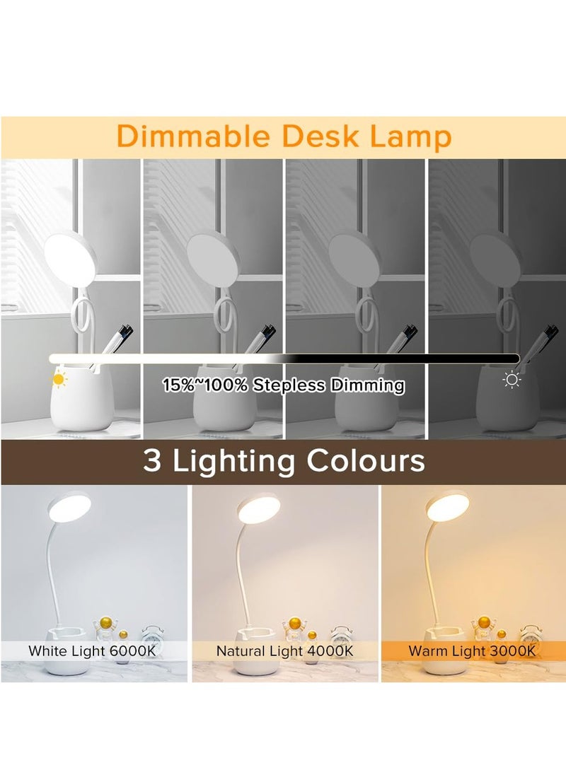Necomi - Small Desk Lamp for Home Office, LED Touch Table Lamp with 3 Color Modes Stepless Dimming, USB Eye-Caring Desk Light Flexible Gooseneck with Pen Holder for Study Kids Dorm Bedrooms - Image 1