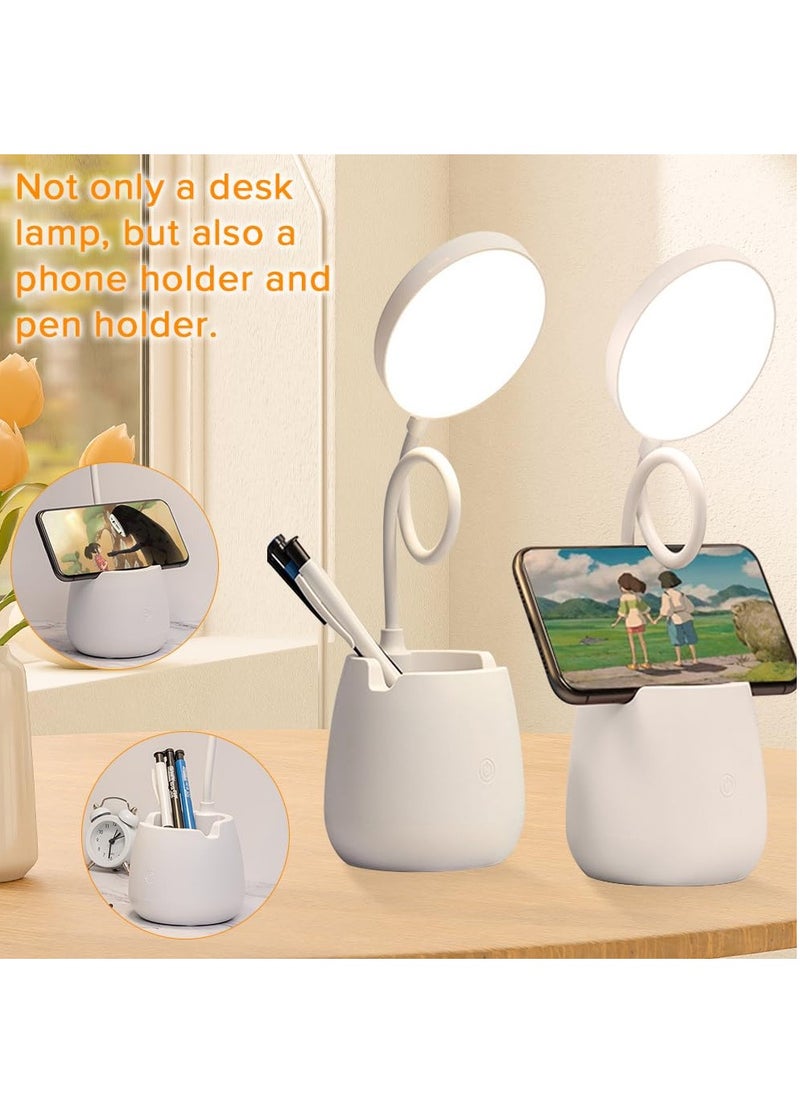 Necomi - Small Desk Lamp for Home Office, LED Touch Table Lamp with 3 Color Modes Stepless Dimming, USB Eye-Caring Desk Light Flexible Gooseneck with Pen Holder for Study Kids Dorm Bedrooms - Image 1