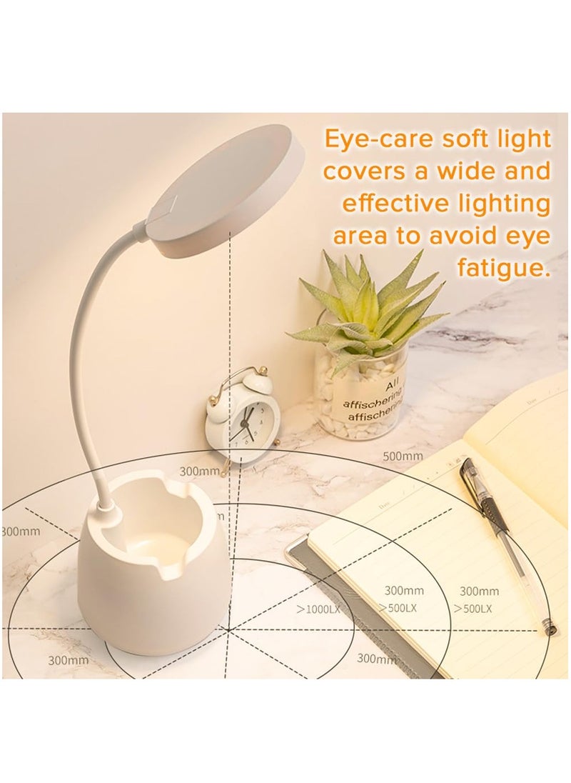 Necomi - Small Desk Lamp for Home Office, LED Touch Table Lamp with 3 Color Modes Stepless Dimming, USB Eye-Caring Desk Light Flexible Gooseneck with Pen Holder for Study Kids Dorm Bedrooms - Image 1