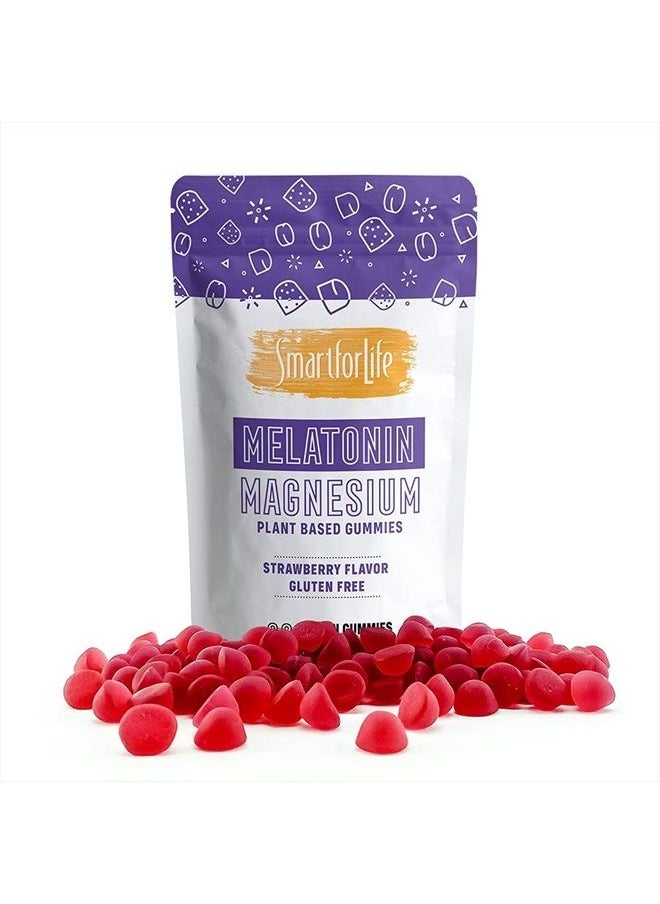 Smart for Life - Melatonin Gummies 5mg W/Magnesium - 60 Count - Plant Based Vegan Melatonin Gummies - Strawberry Flavor Sleep Gummies - Heart & Bone Health Dietary Supplement - Adult Melatonin Gummies - Image 1