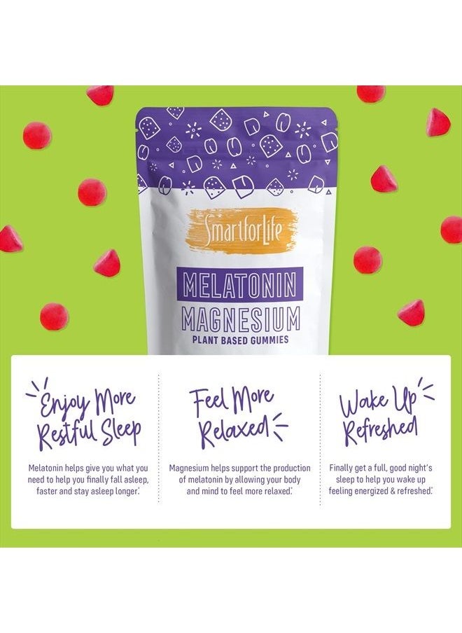 Smart for Life - Melatonin Gummies 5mg W/Magnesium - 60 Count - Plant Based Vegan Melatonin Gummies - Strawberry Flavor Sleep Gummies - Heart & Bone Health Dietary Supplement - Adult Melatonin Gummies - Image 1