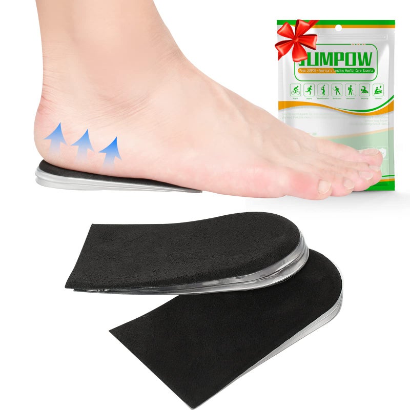 JUMPOW Heel Lifts Shoe Lifts 2 Pack 3 Layers Heel Pad Cushion Adjustable Height Increase Insole for Leg Length Discrepancy Achilles Tendonitis Heel Pain Heel Spurs Relief Black