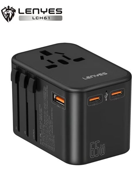 Lenyes Universal Travel Adapter GaN 65W Fast Charging Multifunctional USB Adapter LCH61